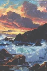 #375 Sunset at Big Sur 16x20 Oil