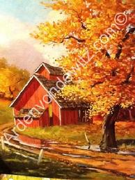 Red Barns Art Book Cover Page, Original 16 x 22 Oil Painting, $150,000