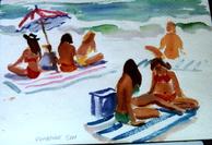 #586 Girls at Laguna 10x14 Watercolor